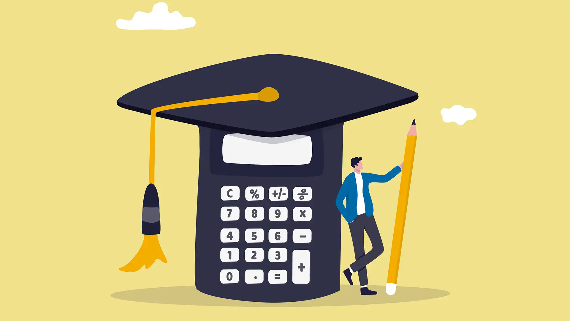 illustration of calculator with graduation cap