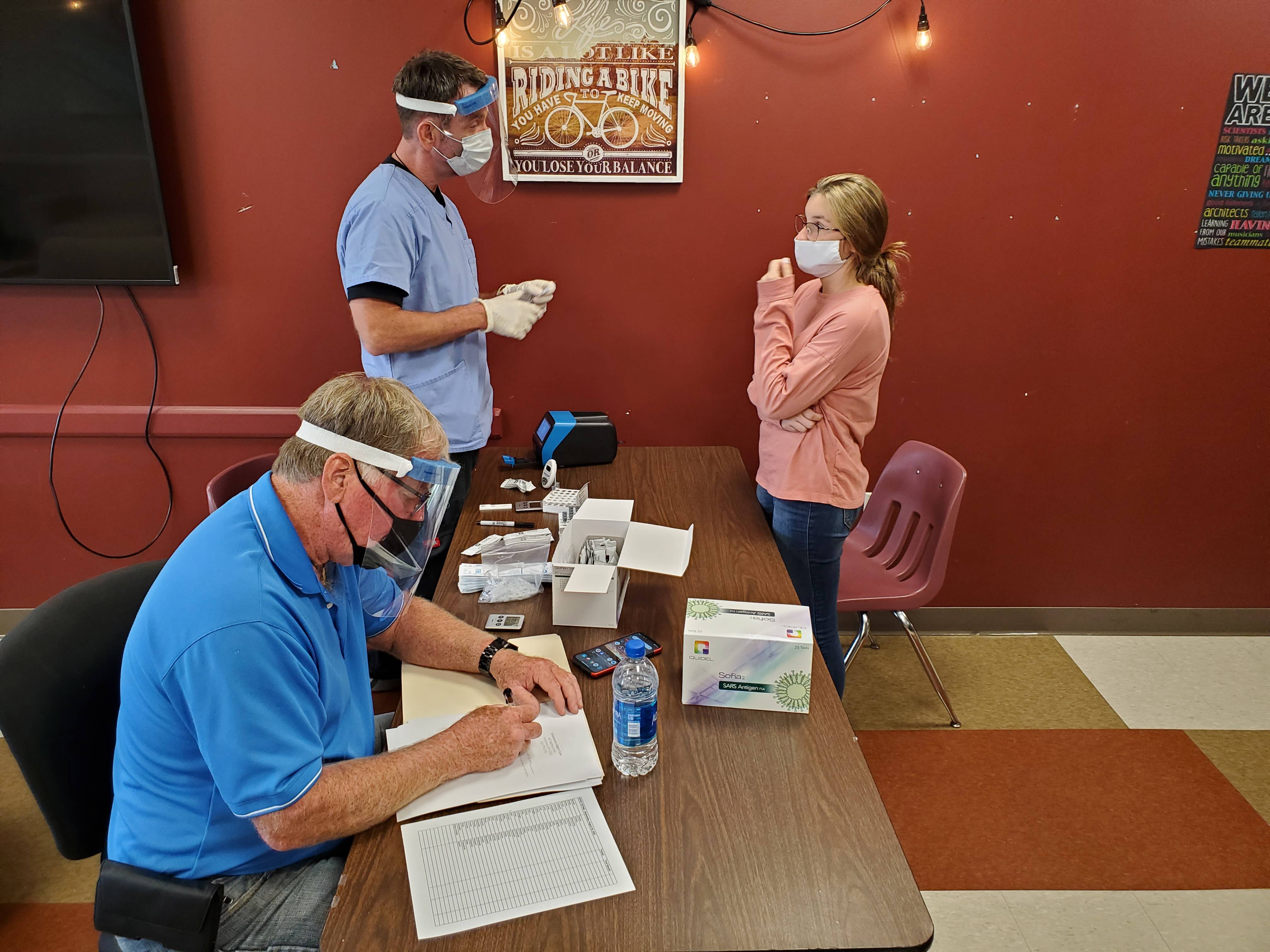 image of student getting covid test